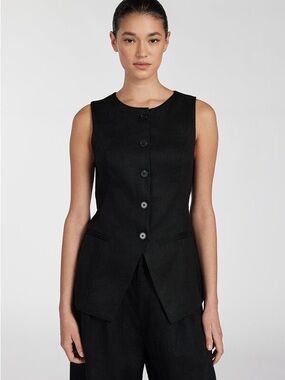 DISSH ALESSIA BLACK LINEN VEST